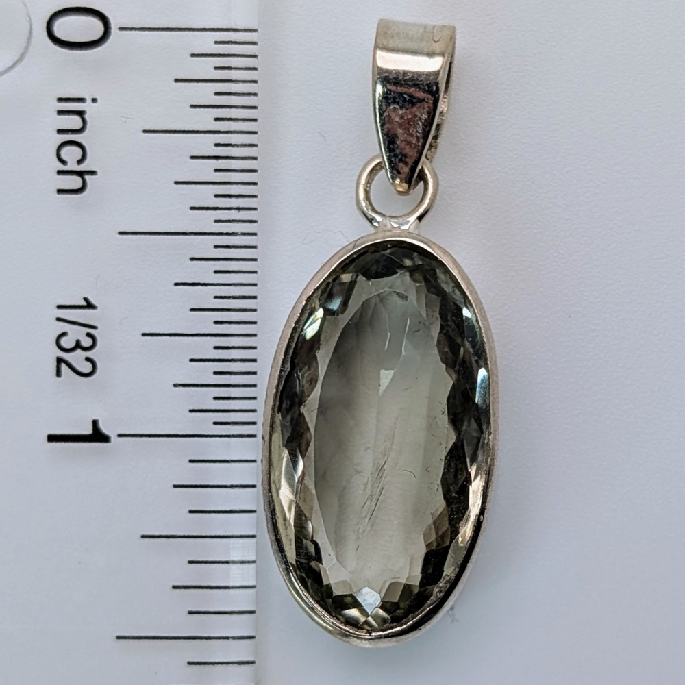 Natural Green Amethyst Pendant S925 Sterling Silver Pendant - Picture 6 of 7